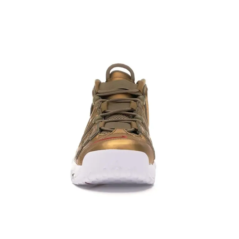 Supreme x Nike Air More Uptempo Oro Metallizzato Sneakers Unisex Bianco 902290-700 43 miniatura 3