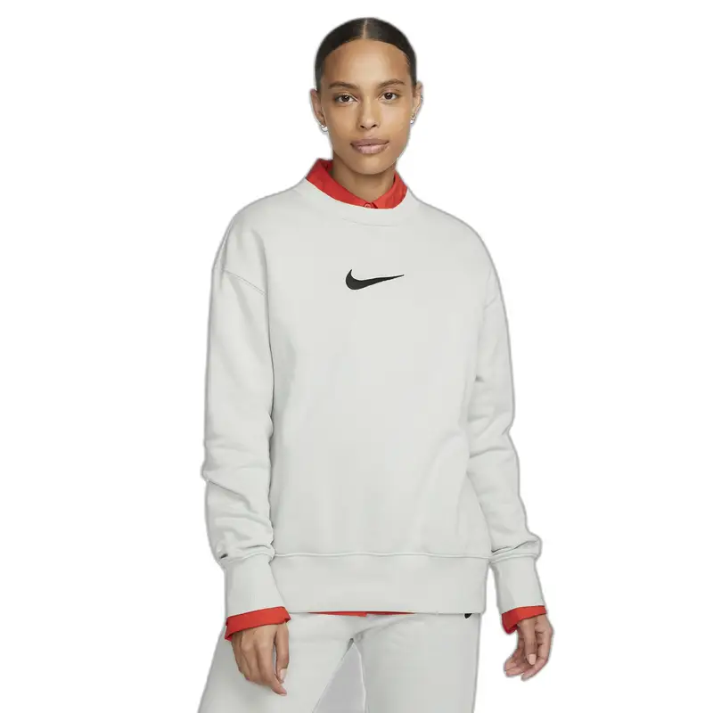 Sweatshirt donna Nike Fleece OS MS Argenté