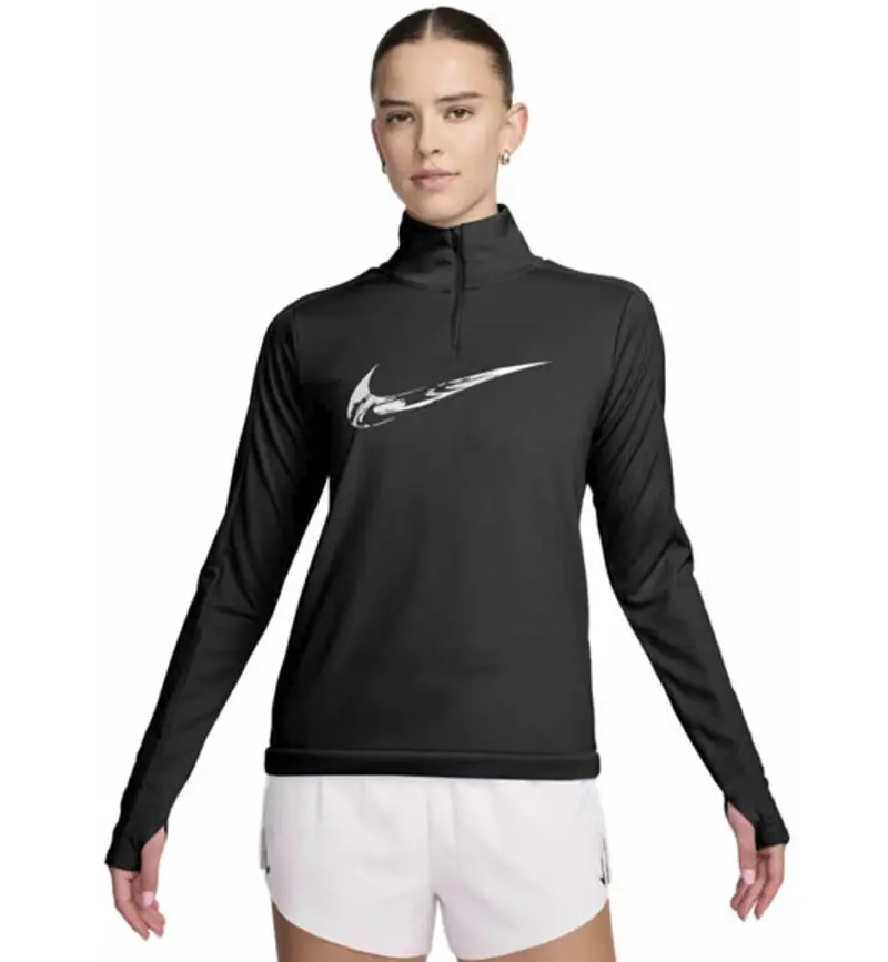 Swoosh 1/2 Zip W - maglia running maniche lunghe - donna Black