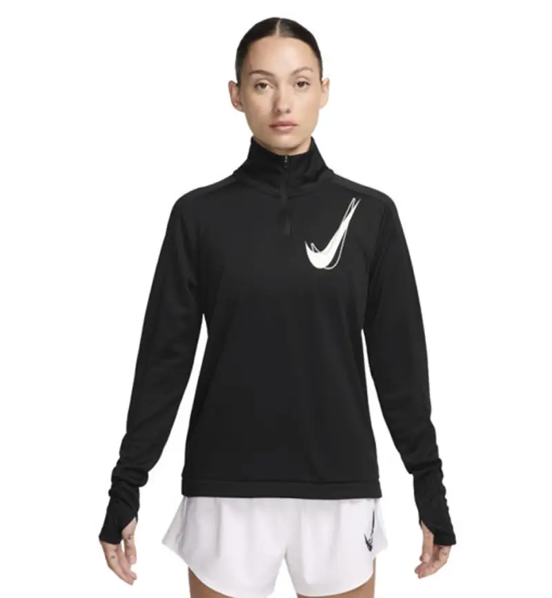Swoosh - maglia running a manica lunga - donna Black