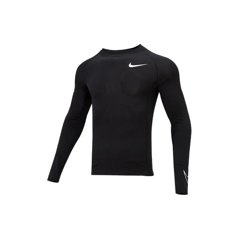 T-shirt a Maniche Lunghe Raglan Nike Pro Dri-Fit Stampa Solida Sport Casual Girocollo Traspirante Slim Fit Uomo Top Nero DD1991-010 M
