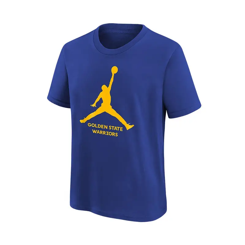 T-Shirt Basket Nba Jordan Warriors Blu Giallo Bambino XL