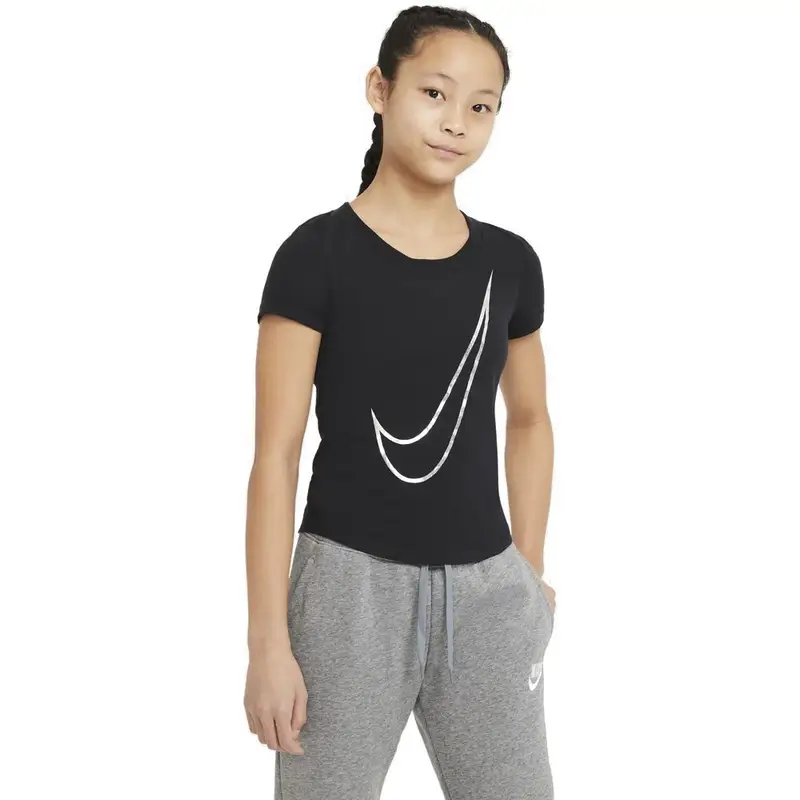 T-Shirt Big Swoosh Nero Ragazza XS