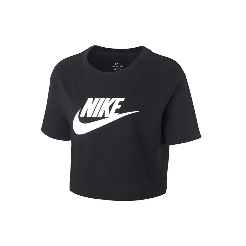 T-Shirt Crop Logo Nero Donna M