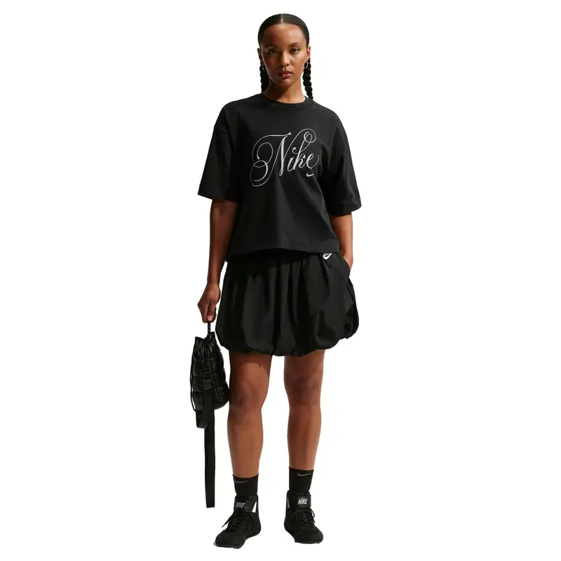 T-shirt da donna Nike Boxy Script Noir