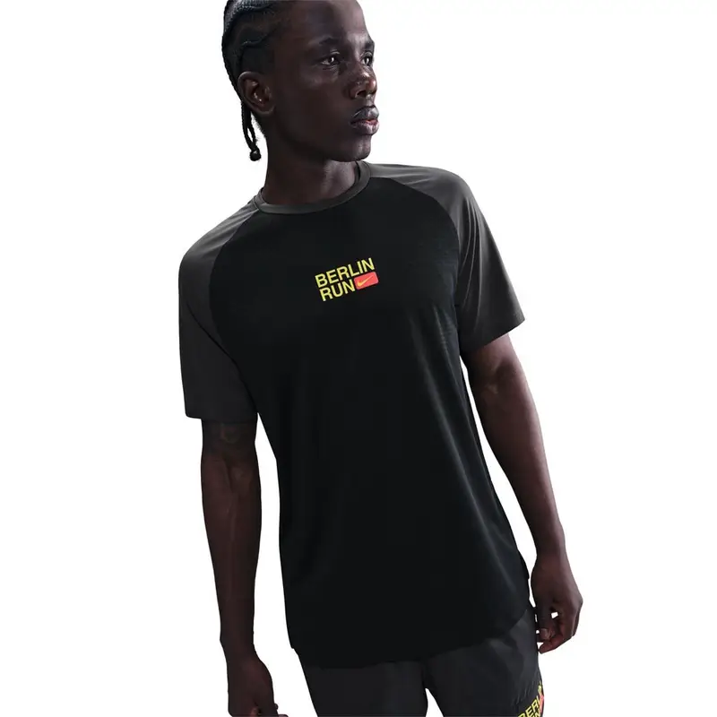 T-Shirt Running City Marathon Stride Ss Nero Anthracite Uomo L