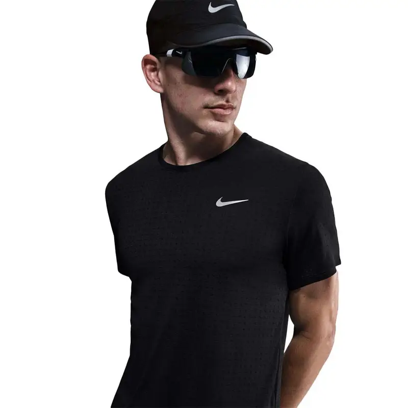 T-Shirt Running Miler Breathe Nero Argento Uomo L