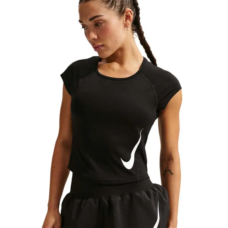 T-Shirt Running Tempo Swoosh Nero Bianco Donna L