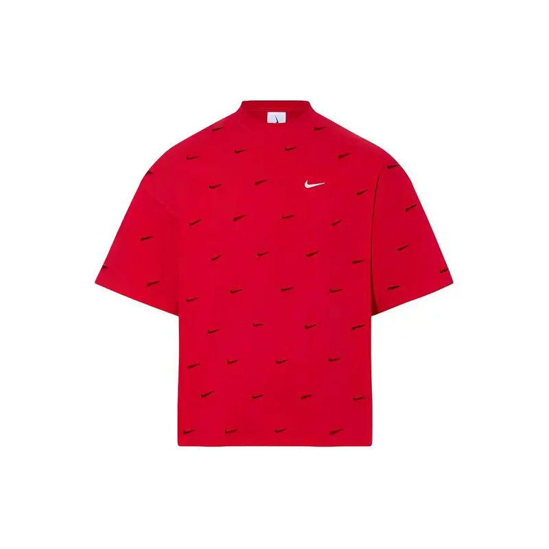 T-shirt Sportiva a Maniche Corte con Collo Rotondo Casual Ampia a Marchio Congiunto Nike X Jacquemus con Spalla Scesa Top Unisex Rosso Università FJ3478-657 L