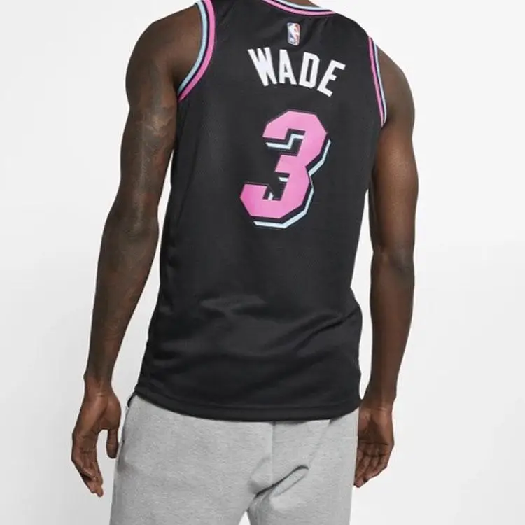 Traspirante NBA City Edition Miami Heat Dwyane Wade N 3 Maglia da Basket Uomo Maglia da Basket Nera AJ4622-013 M miniatura 4