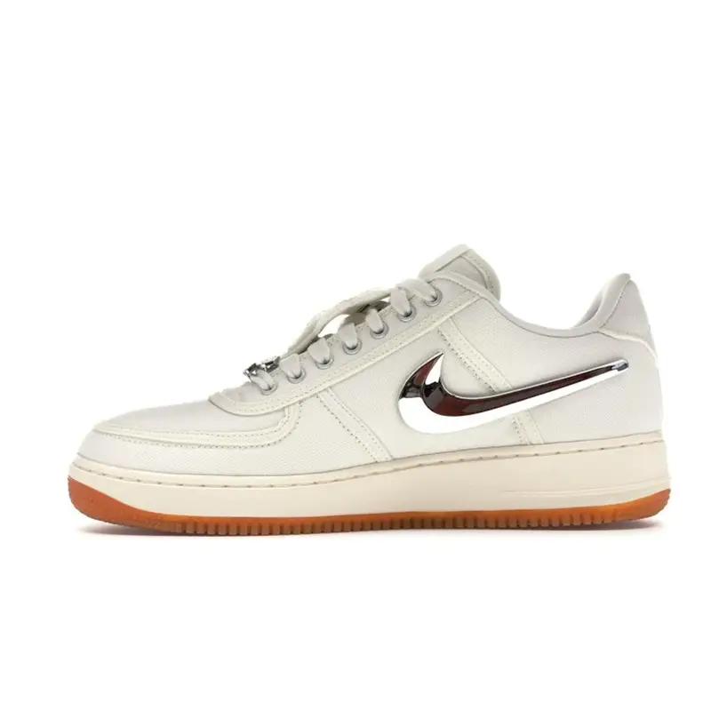 Travis Scott x Nike Air Force 1 Sail Sneakers Unisex Bianco Gomma-Marrone Chiaro AQ4211-101 36 miniatura 4