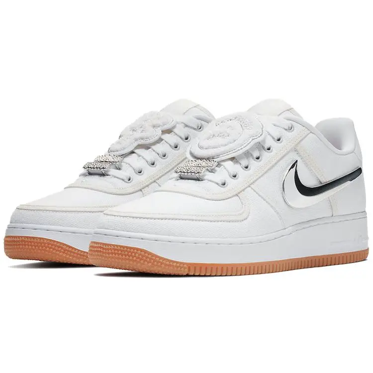 Travis Scott x Nike Air Force 1 Travis Scott Sneakers Unisex Bianco Bianco-Bianco AQ4211-100 38 miniatura 4