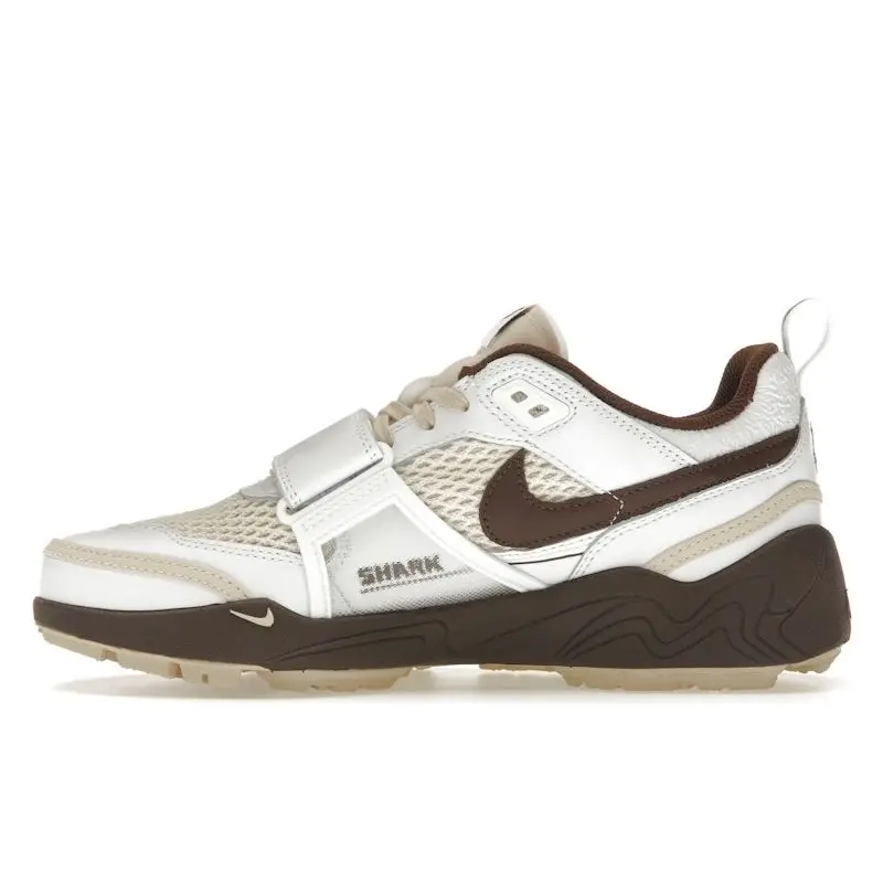 Travis Scott x Nike Zoom Field Jaxx Cioccolato Chiaro Sneakers Unisex Bianco HQ3073-100 38 5 miniatura 3