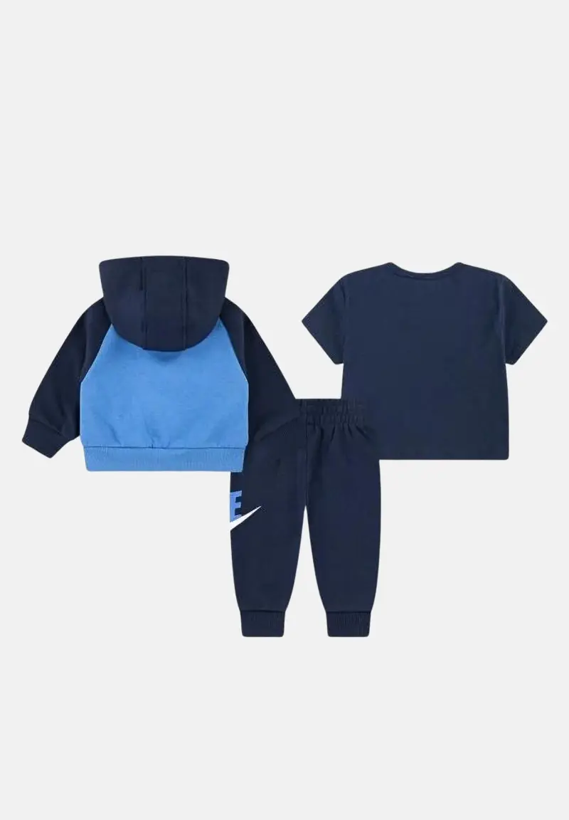 Tuta 3 pezzi blu da neonato miniatura 2