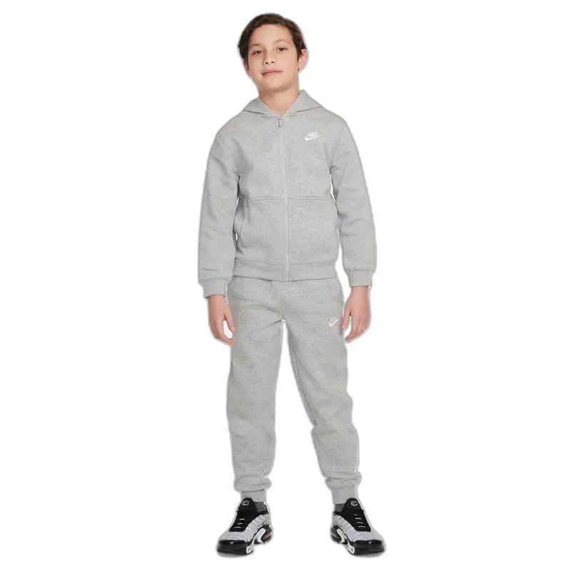 Tuta da ginnastica con zip integrale per bambini Nike Club Fleece Gris