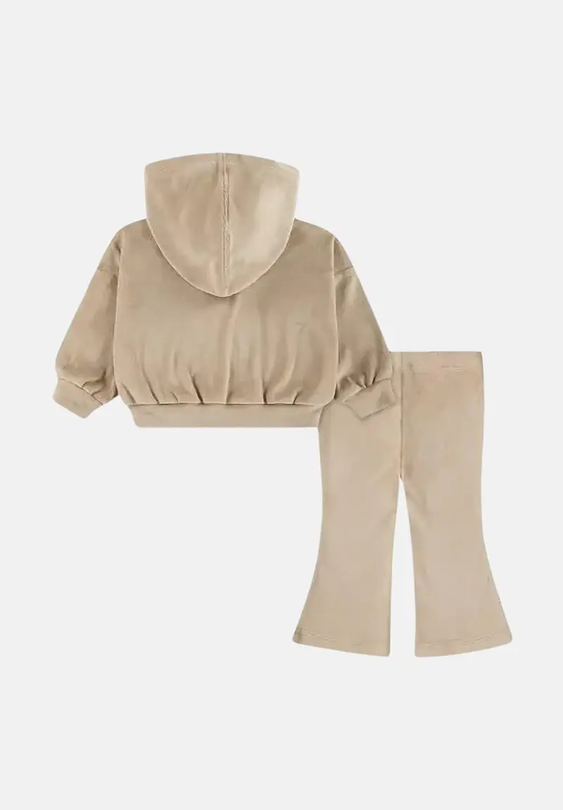 Tuta in velluto beige da neonato miniatura 2