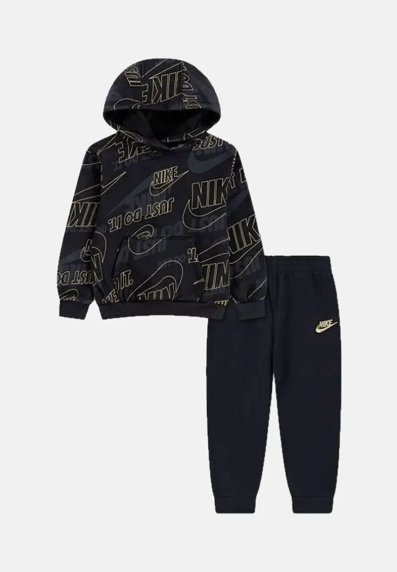 Tuta nera da neonato con stampa logo