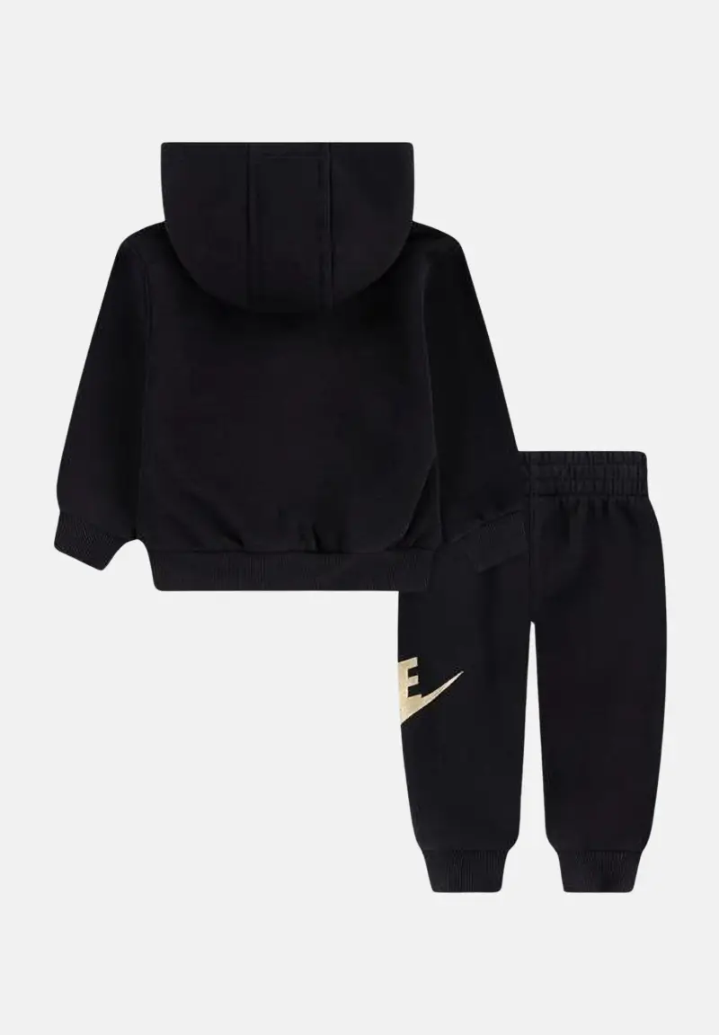 Tuta nera da neonato con stampa logo oro miniatura 2