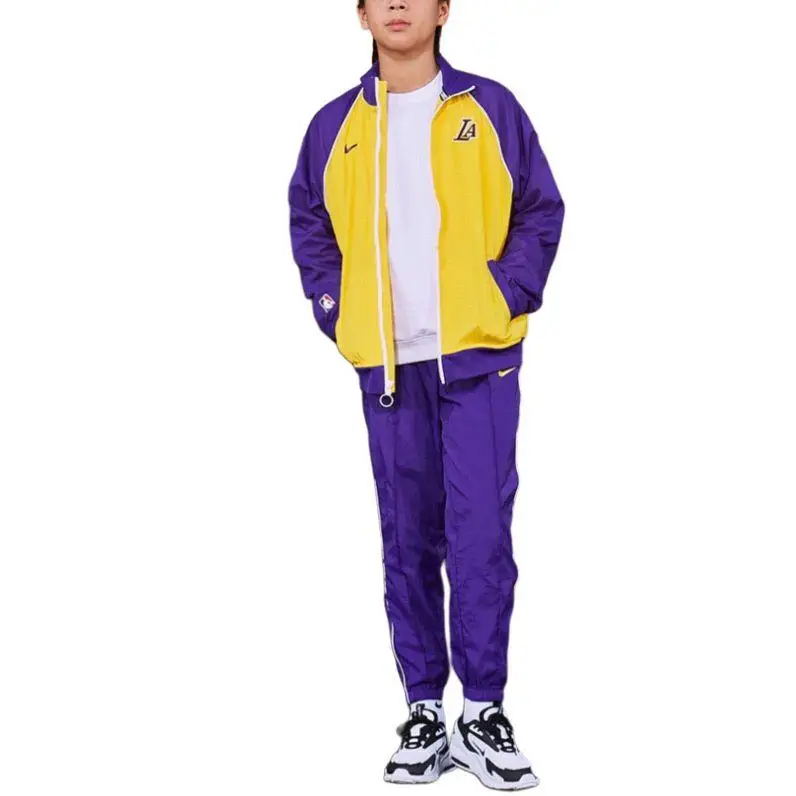 Tuta sportiva casual Nike X NBA Classic con collo alla coreana color block manica raglan maniche lunghe pantaloni con elastico in vita tuta per bambini Viola scuro 3Z2B7FEKT-LAK M miniatura 5