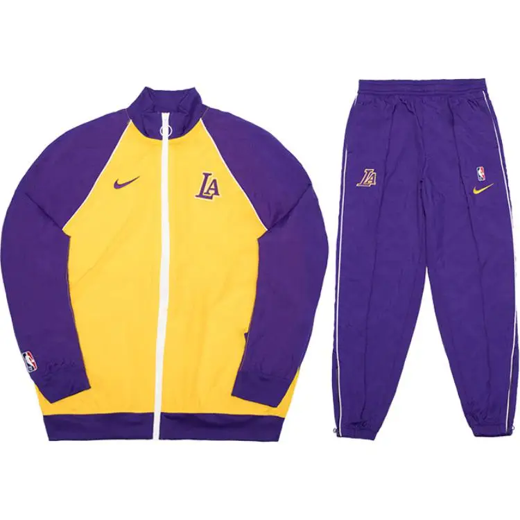 Tuta sportiva casual Nike X NBA Classic con collo alla coreana color block manica raglan maniche lunghe pantaloni con elastico in vita tuta per bambini Viola scuro 3Z2B7FEKT-LAK XL