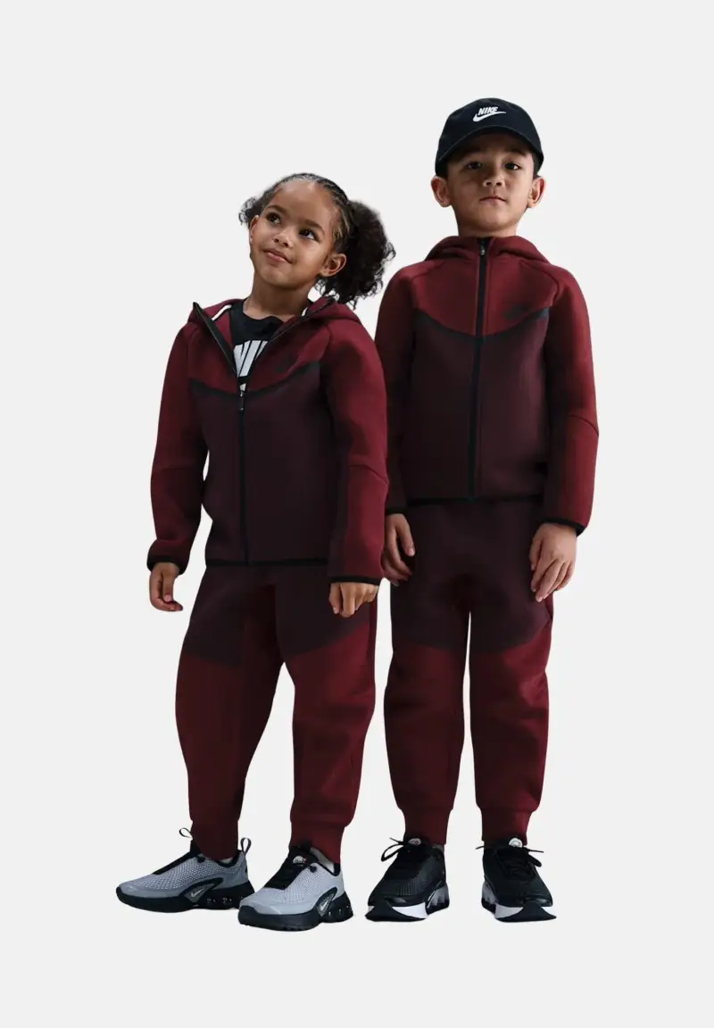 Tuta Tech Fleece bordeaux per bambino e bambina