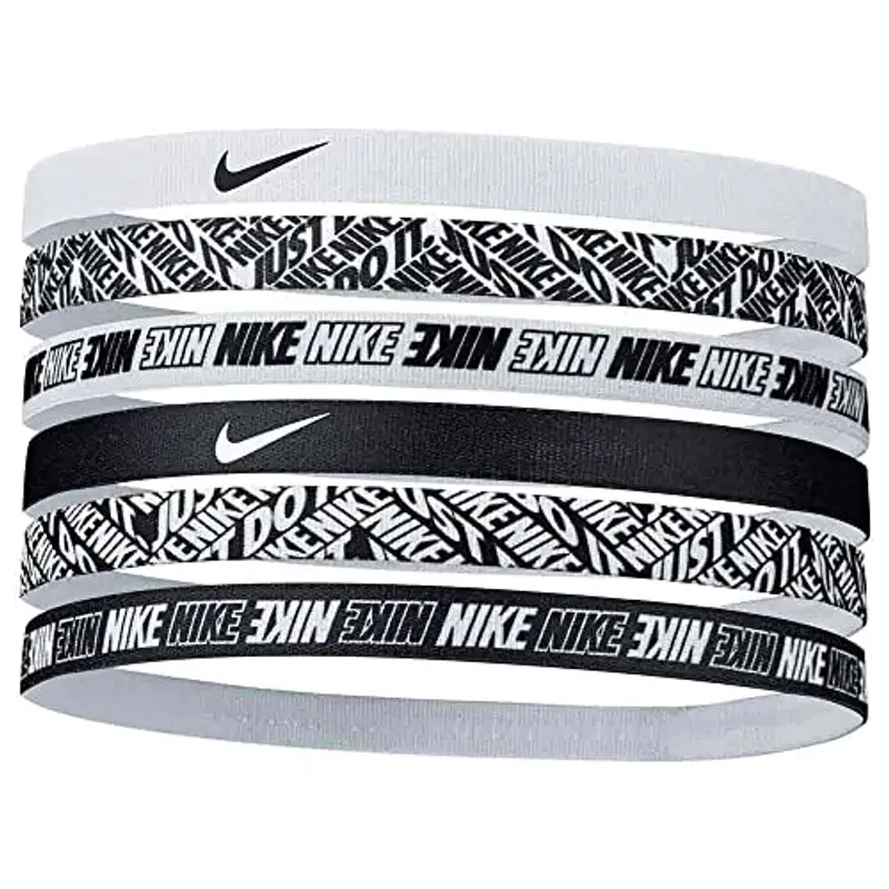 NIKE Fascia per Capelli Stampata Bianca Set 6 Pezzi