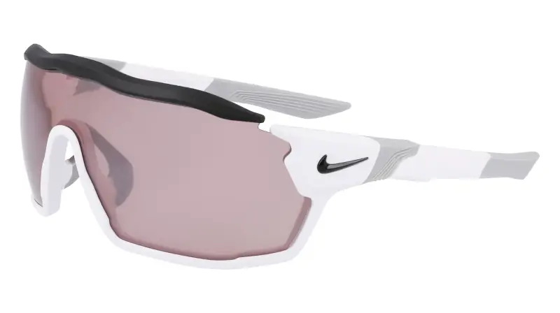 Unisex NIKE SHOW X RUSH E DZ7369 100 Occhiali da sole Bio-iniettato Bianco Argento Maschera Normale Fotocromatiche