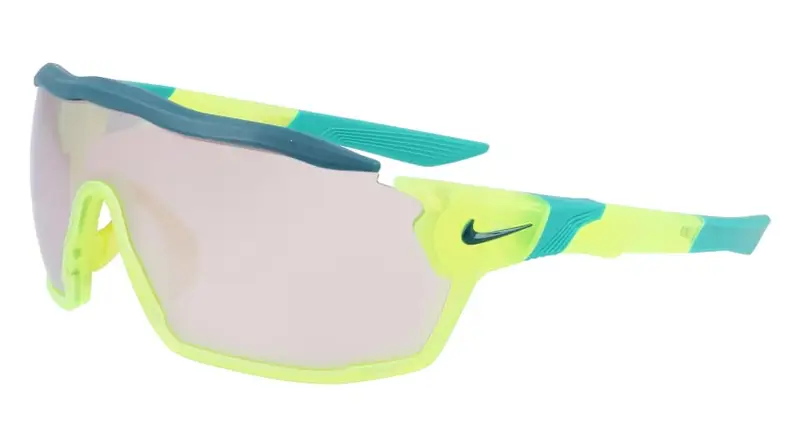 Nike Unisex NIKE SHOW X RUSH E DZ7369 702 Occhiali da sole Plastica Giallo Marrone Maschera Specchiate