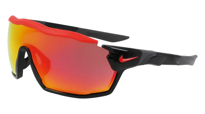 Nike Unisex NIKE SHOW X RUSH M DZ7370 010 Occhiali da sole Bio-iniettato Nero Rosso Maschera Normale Fotocromatiche