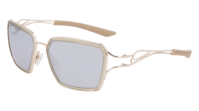 Nike Unisex NIKE VEIL PRISM EV24049 708 Occhiali da sole Metallo Oro Grigio Squadrata Normale Specchiato