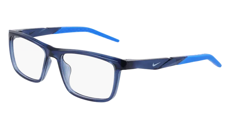 Nike Uomo NIKE 7057 410 Montature da vista Bio-iniettato Blu Squadrata Normale Fotocromatiche