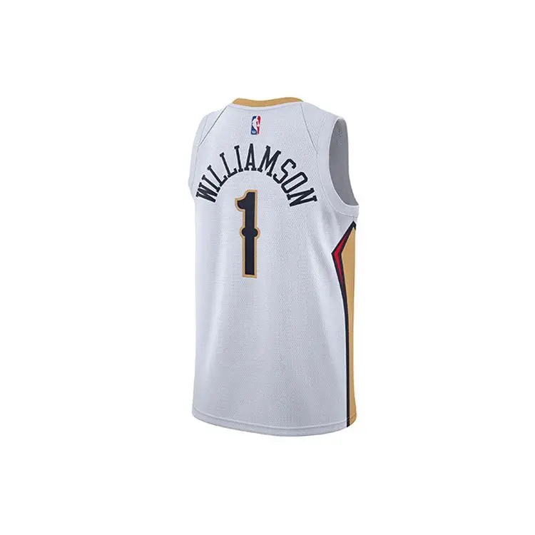 Zion Williamson No 1 Maglia da Fan Edizione Limitata NBA New Orleans Pelicans Maglie da Uomo Bianco 864433-103 S miniatura 5