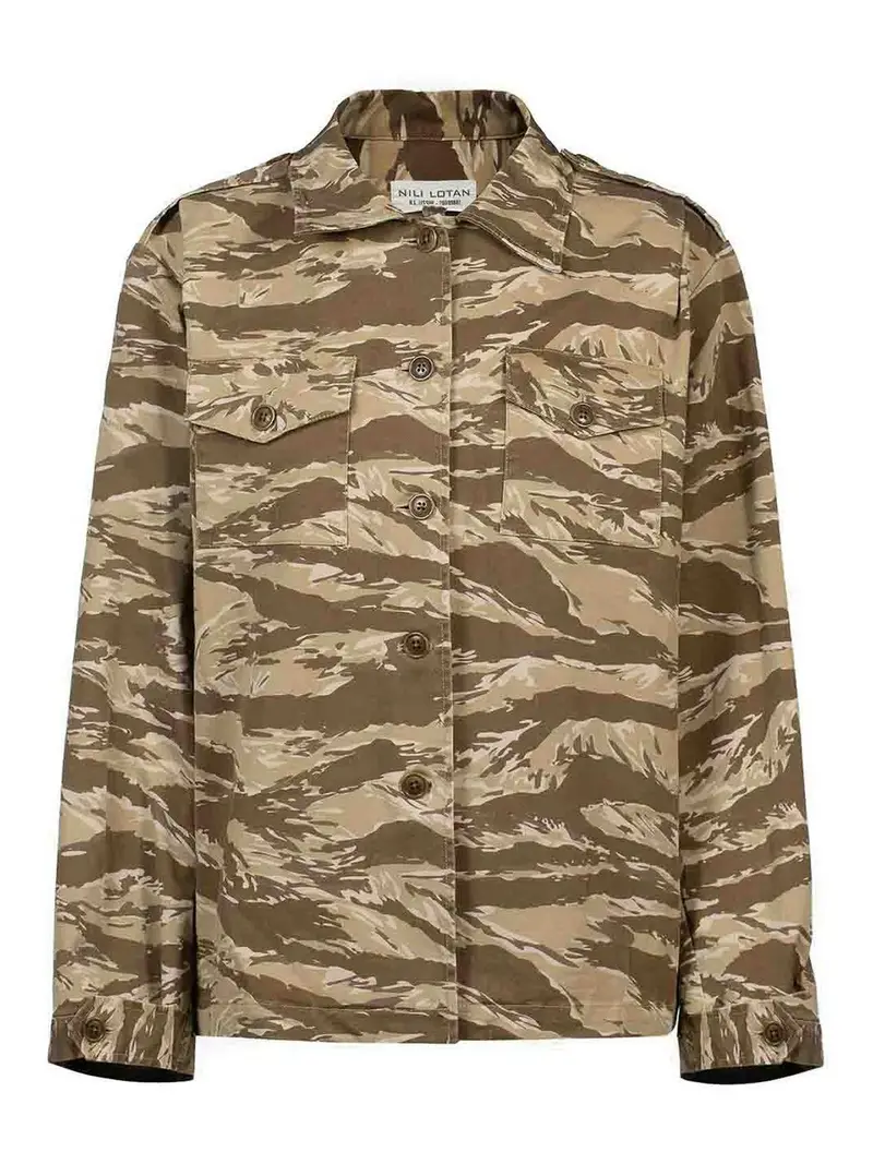 Camicia mimetica in kaki Marrone Chiaro