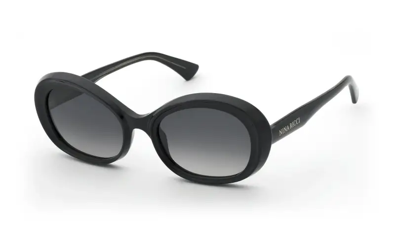 Donna Nina Ricci SNR459 700 Occhiali da sole Acetato Nero Fumo Geometrica Normale Sfumato