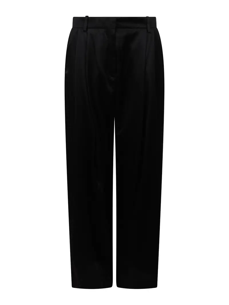 Pantaloni Larghi Plissettati Nero
