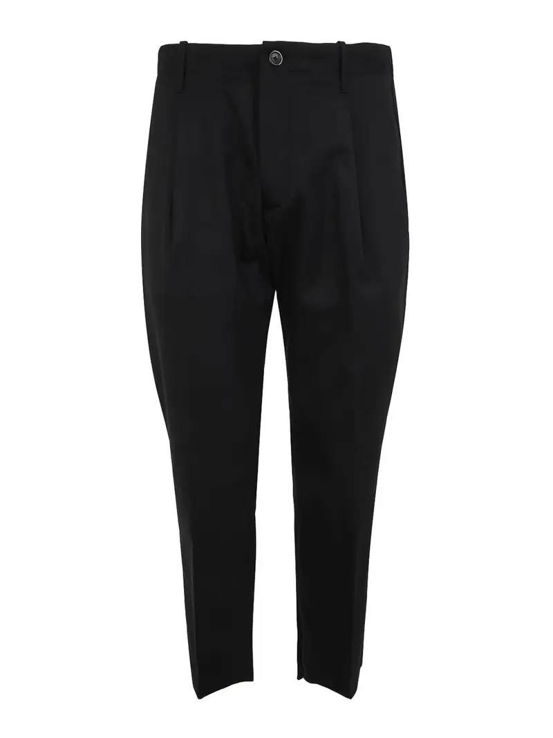 Pantaloni stretch con pences Nero