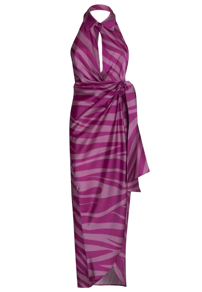 Abito lungo donna in tessuto fuxia con schiena scoperta Donna THE NUIT SAFARI 053