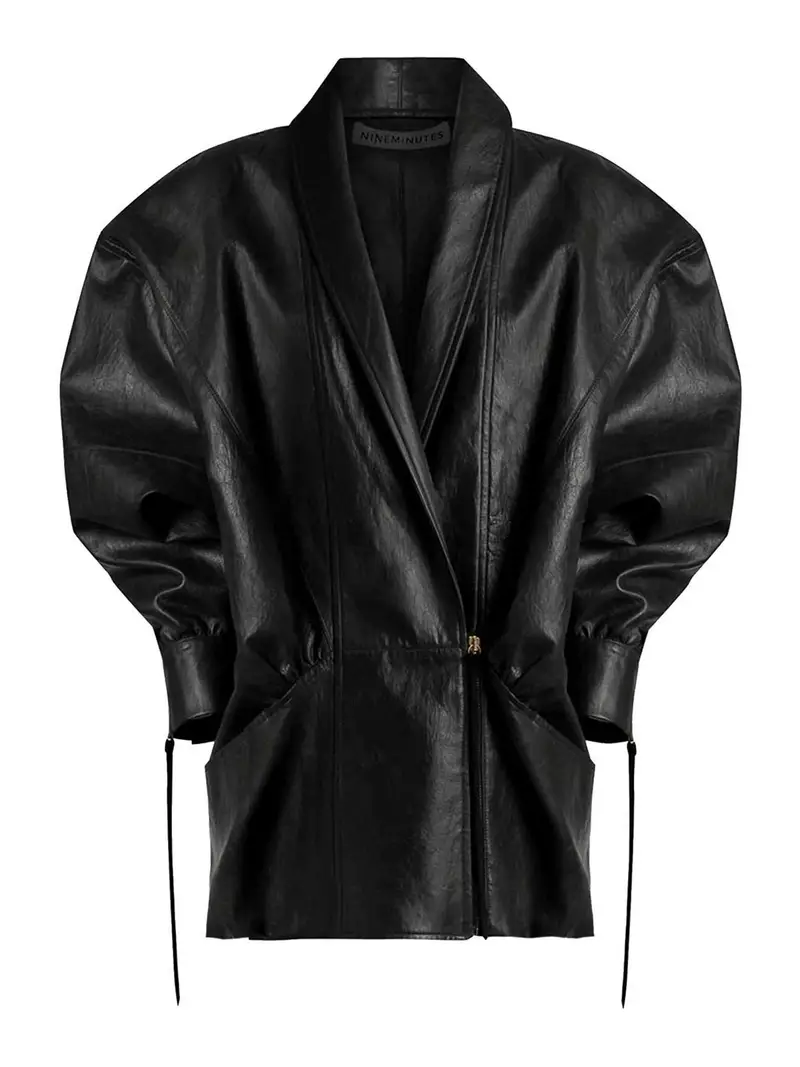 Giacca in ecopelle martellata Nero