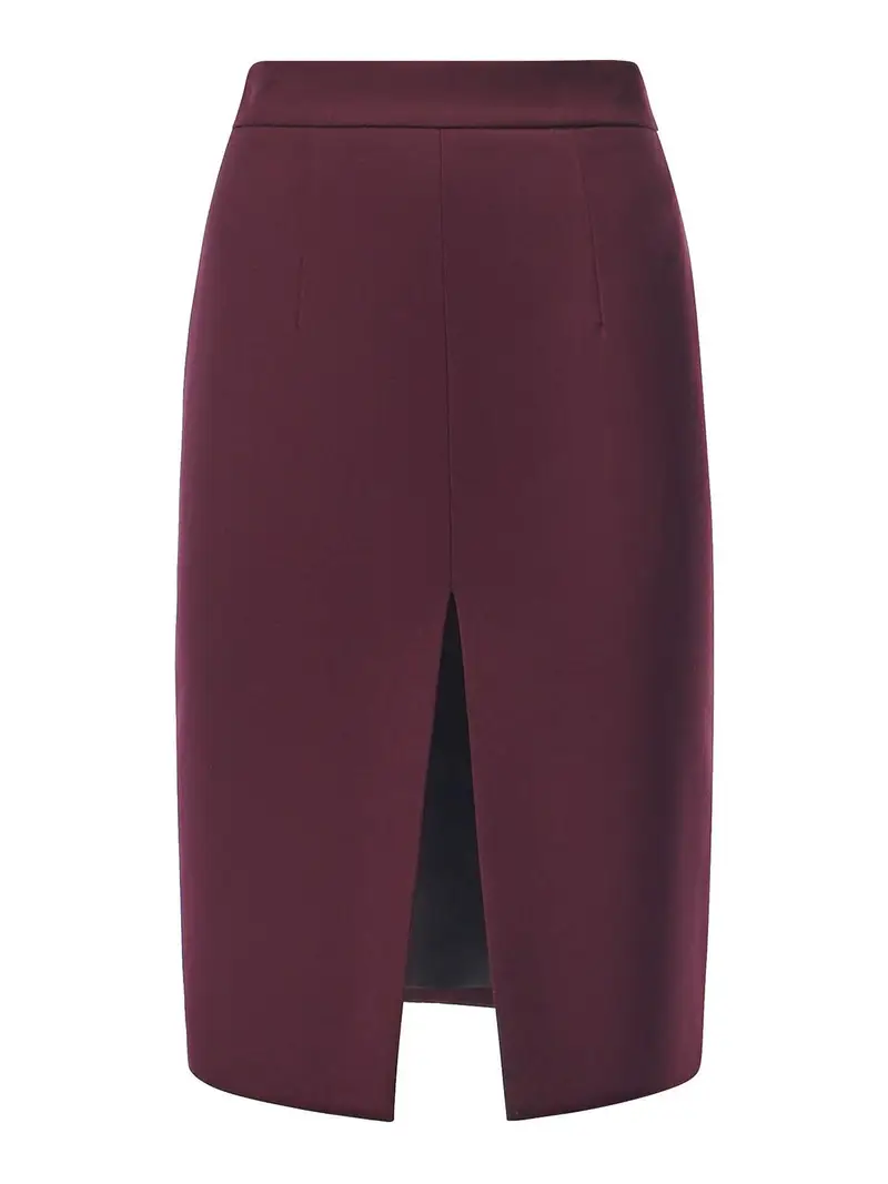 Gonna a tubino in flanella Rosso Scuro