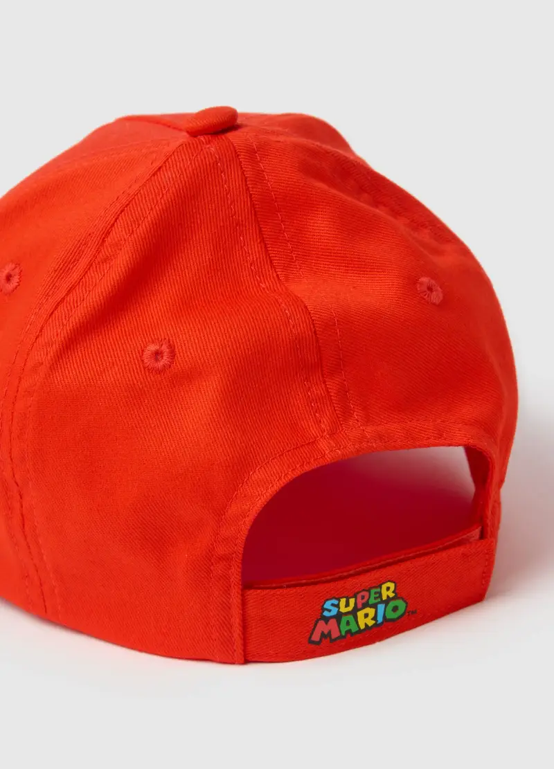 Cappello In Puro Cotone Rosso Da Bambino Con Logo Super Mario, Rosso miniatura 2