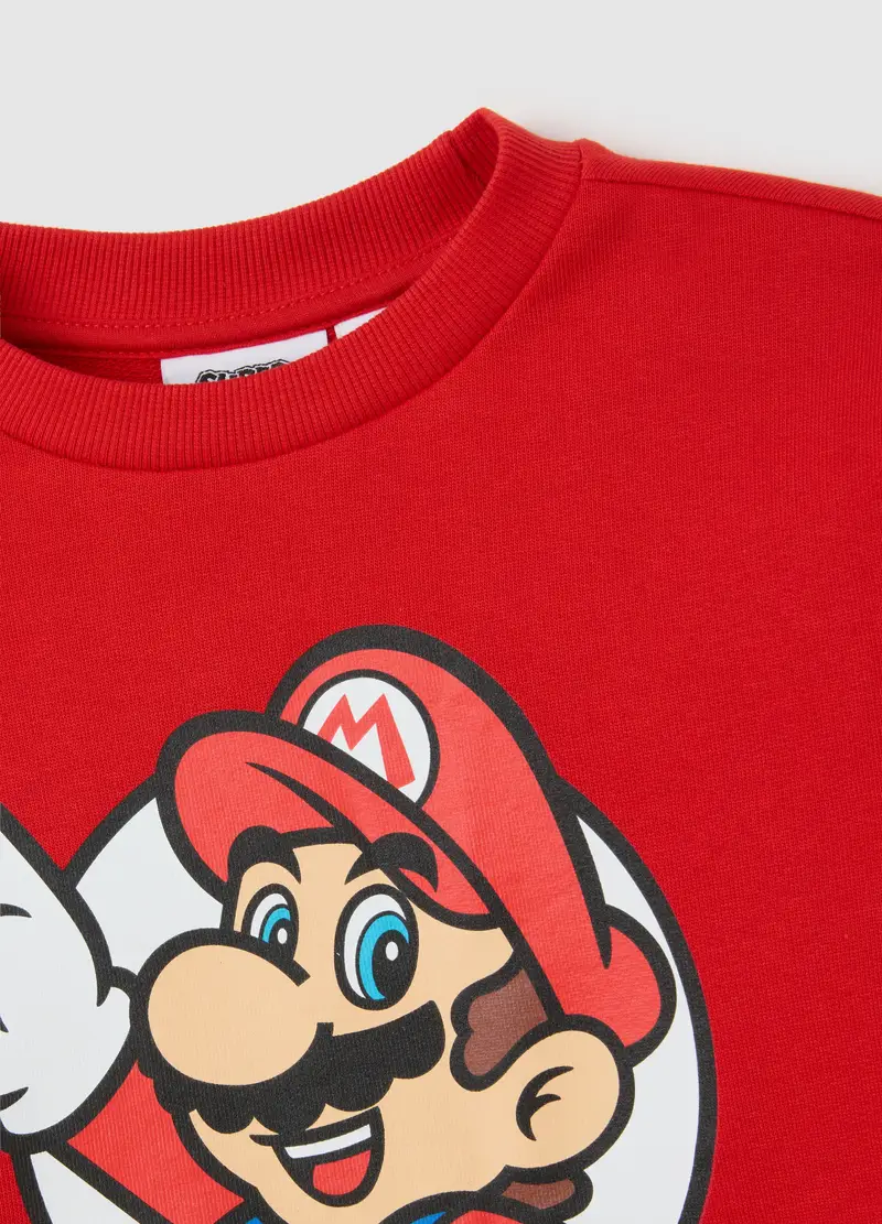 Felpa Da Bambino In Puro Cotone Rossa Con Stampa Super Mario, Rosso miniatura 3