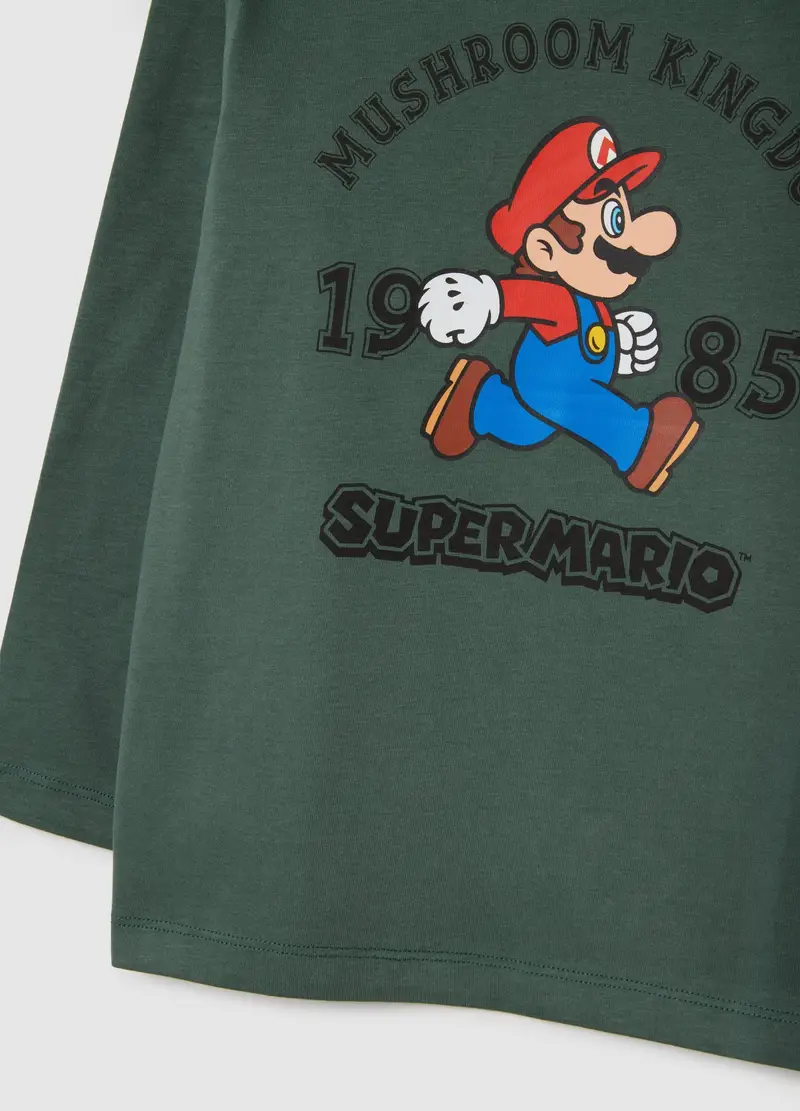 Maglietta Verde Da Bambino In Puro Cotone Regular Fit Con Stampa, Verde miniatura 3