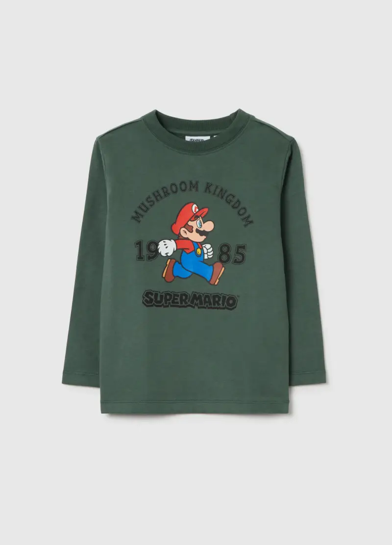 Maglietta Verde Da Bambino In Puro Cotone Regular Fit Con Stampa, Verde