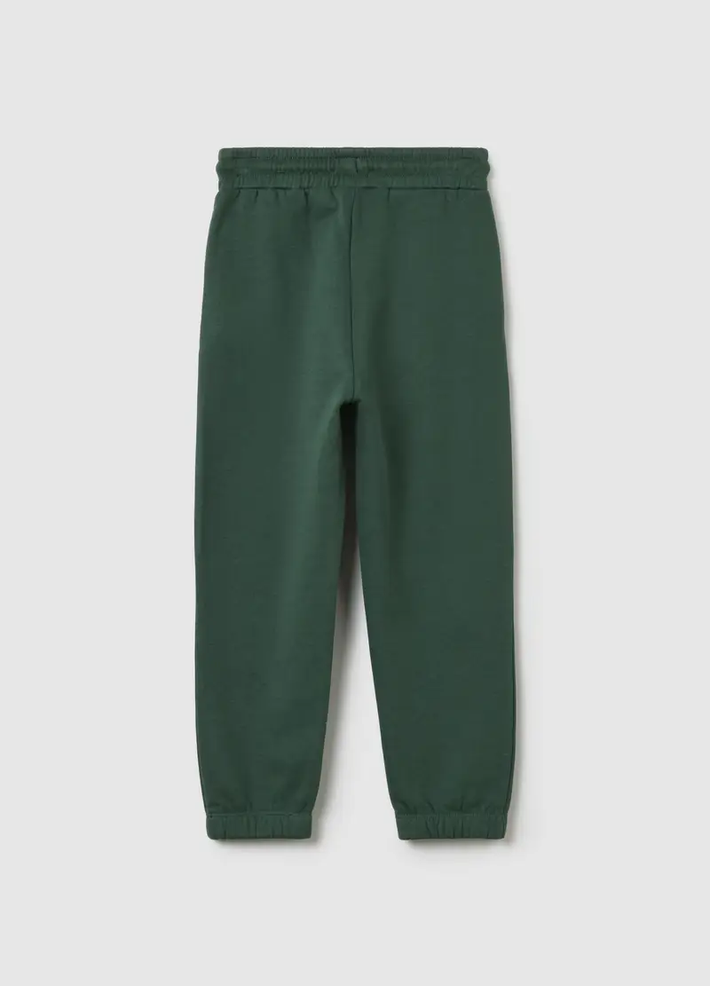 Pantaloni Jogger Da Bambino In Puro Cotone Verde, Verde miniatura 2