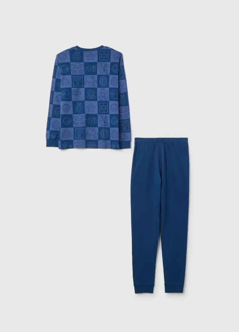 Pigiama Blu Da Bambino In Puro Cotone Regular Fit Con Stampa, Blu miniatura 2