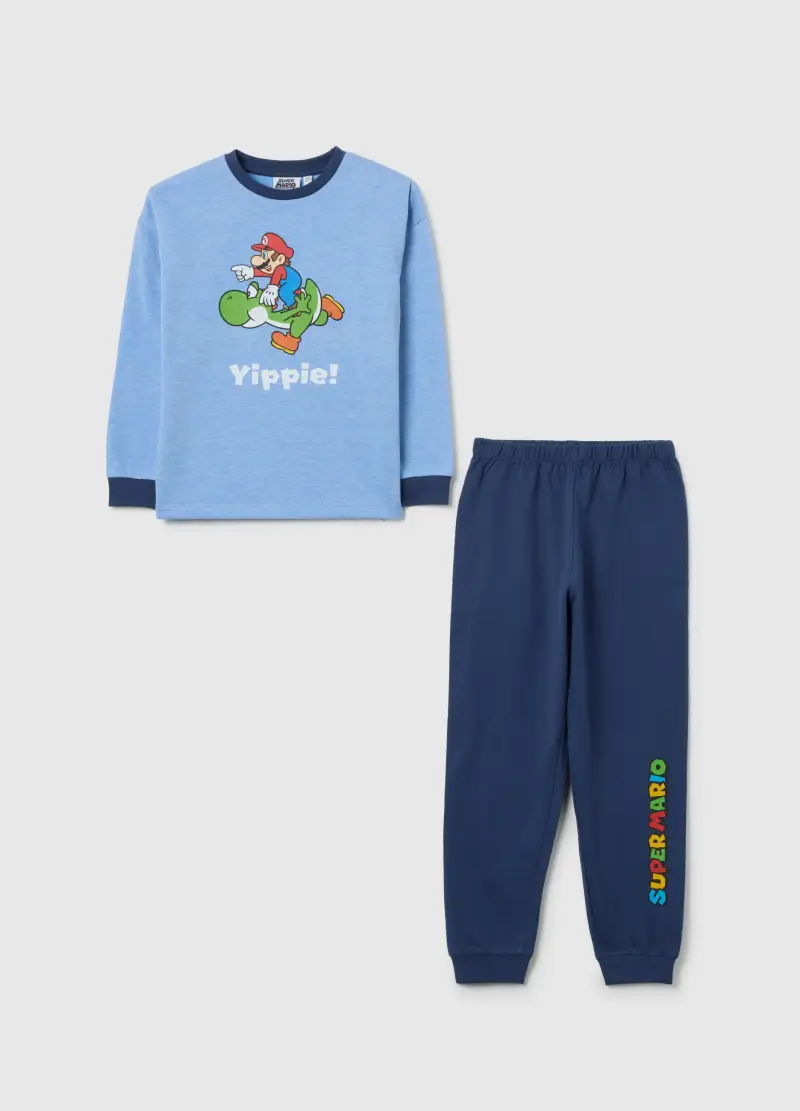Pigiama Da Bambino In Misto Cotone Blu Regular Fit Di Super Mario, Blu