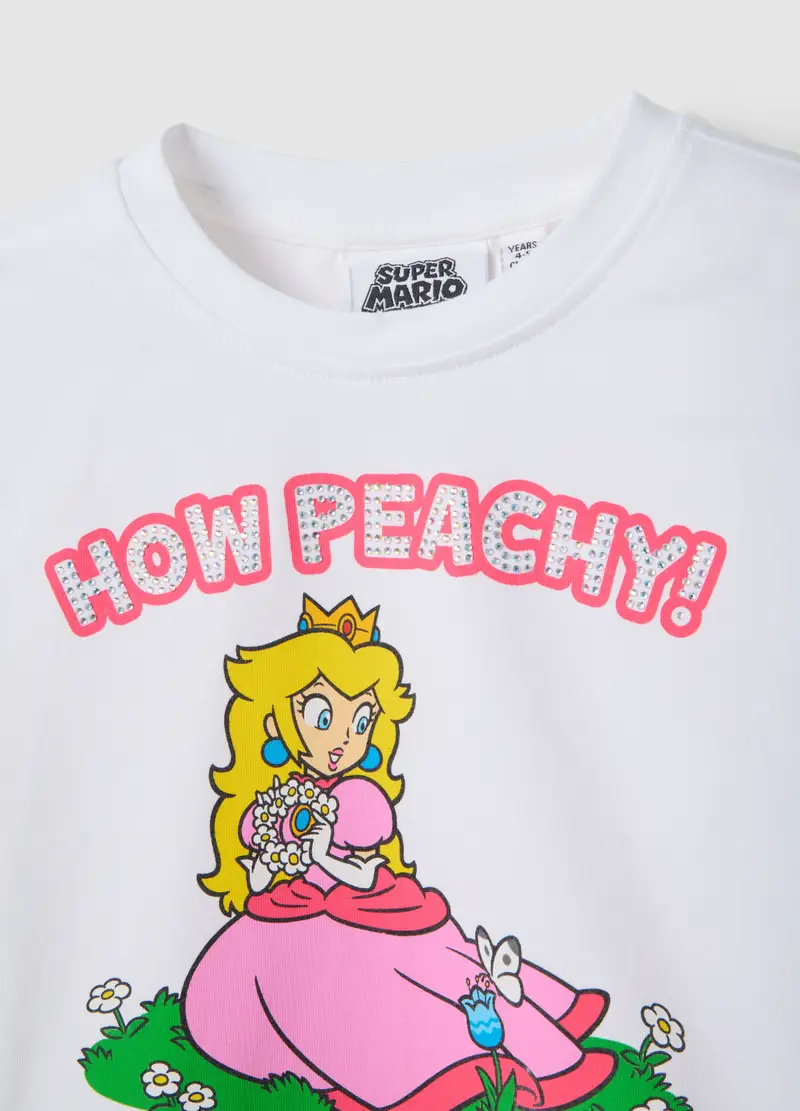 Set In Cotone Elasticizzato Multicolor Da Bambina Con Stampa Peach, Multicolor miniatura 3