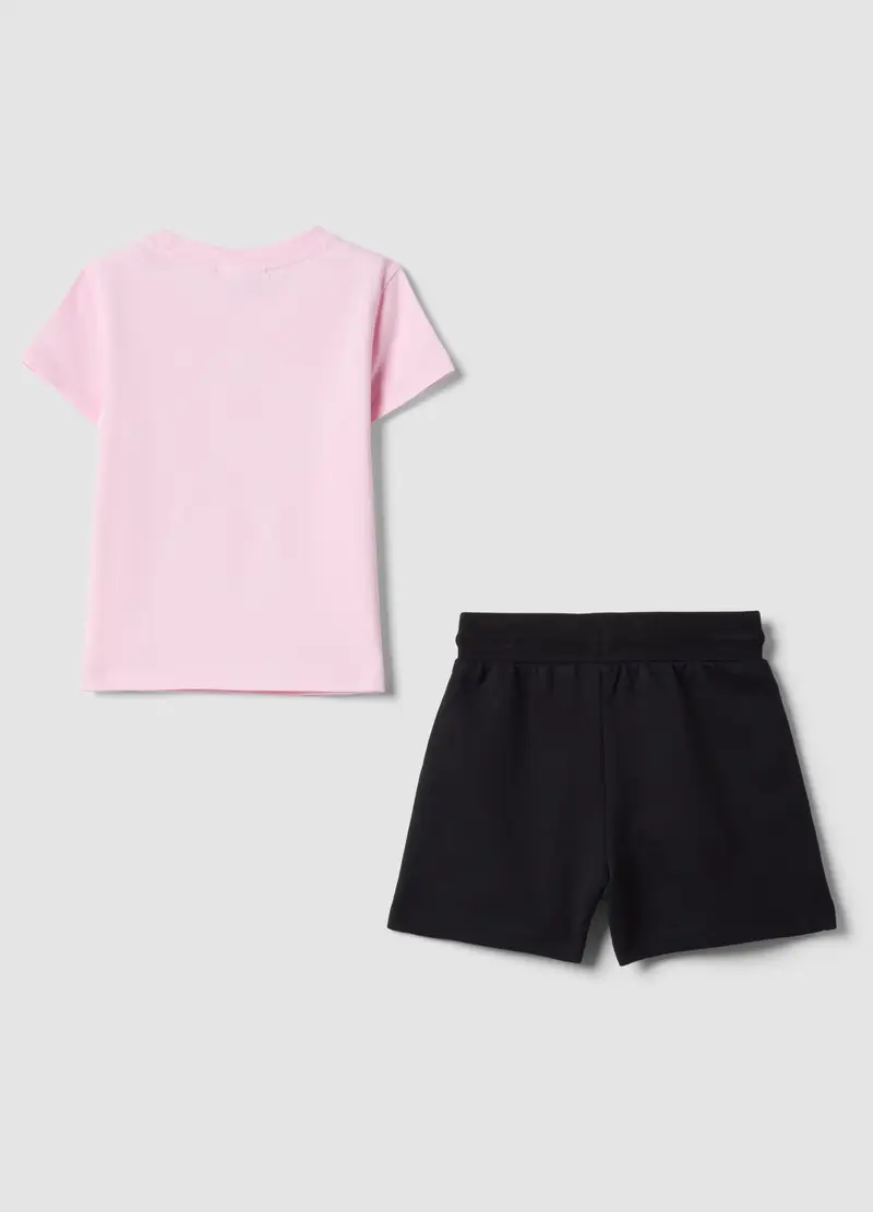 Set In Cotone Elasticizzato Multicolor Da Bambina Con Stampa Peach, Multicolor miniatura 2