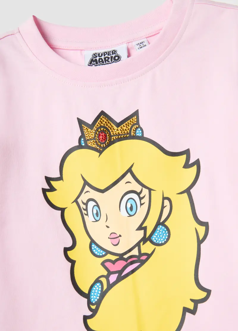 Set In Cotone Elasticizzato Multicolor Da Bambina Con Stampa Peach, Multicolor miniatura 3