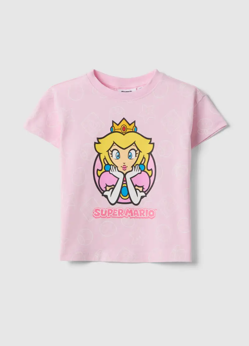 T-shirt In Cotone Elasticizzato Rosa Da Bambina Regular Fit Con Peach, Rosa